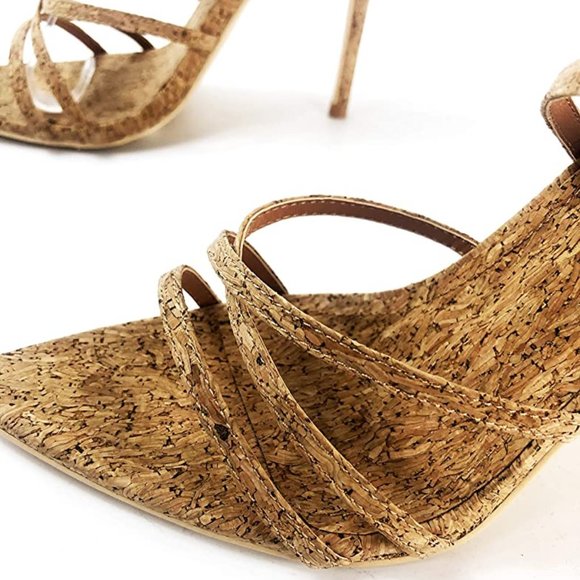 CAPE ROBBIN Ada Stiletto Heels Strappy Sandals Cork Size 6 New - Picture 6 of 11